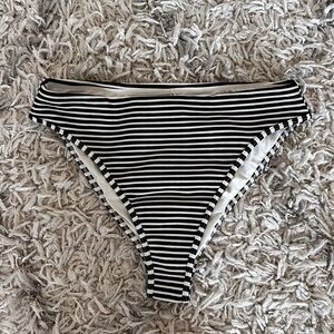 l space white & black striped bathing suit bottoms